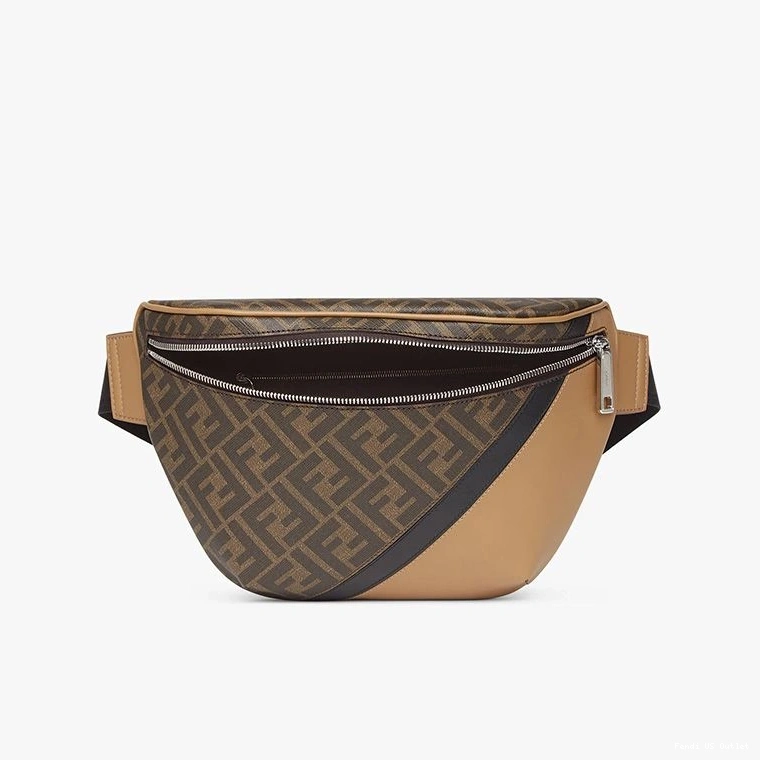 Vintage HOT Belt Fendi Bag FF Black Motif In Brown Fabric 0720